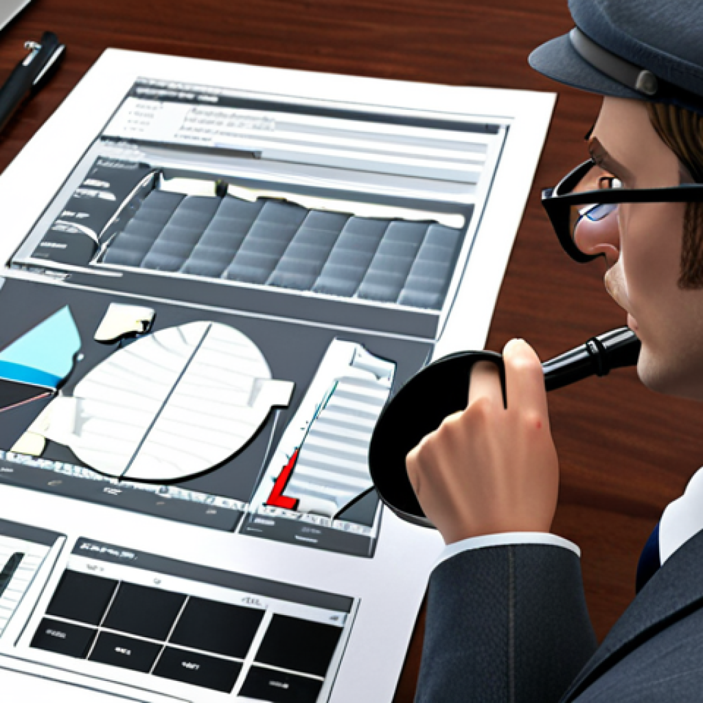 **Image Prompt:** A market analyst, depicted as a detective, examining data charts with a magnifying glass, looking for market opportunities. The scene should have a tech-savvy vibe with data software interfaces in the background.