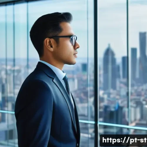 Home 31 전략경영의 핵심 지표 KPI - **Prompt:** A diverse, modern business professional, perhaps a CEO or head of a department, stands c...