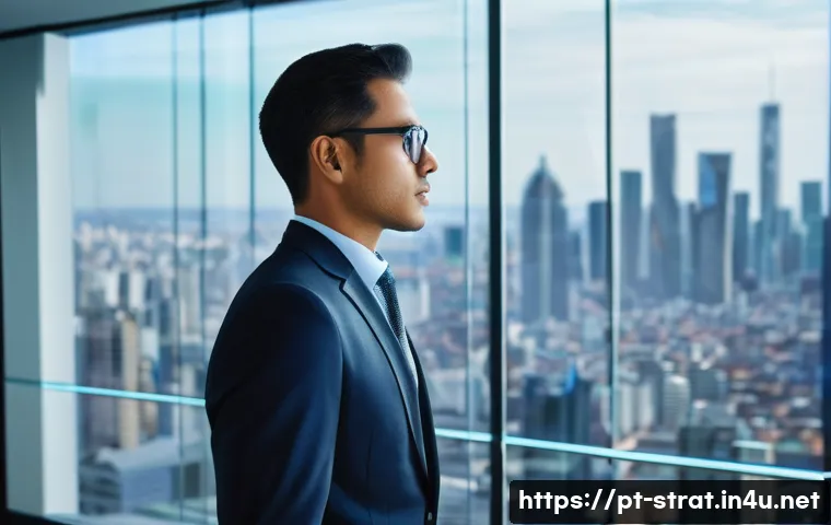 전략경영의 핵심 지표 KPI - **Prompt:** A diverse, modern business professional, perhaps a CEO or head of a department, stands c...