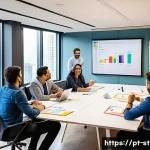 Home 16 전략경영 워크숍 준비 가이드 - A modern corporate workshop scene set in a bright, spacious conference room in São Paulo, Brazil, fe...