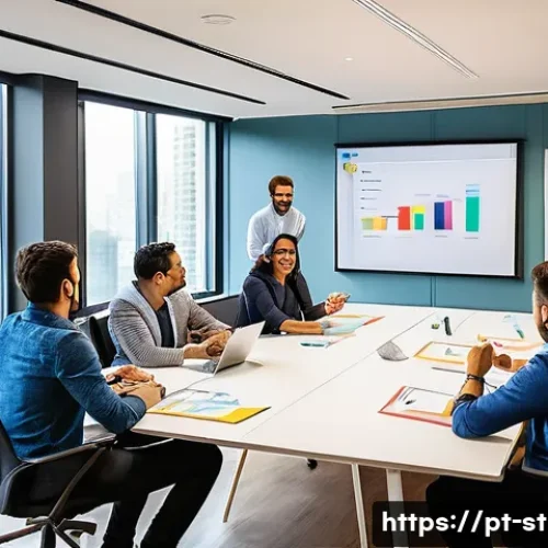 Home 28 전략경영 워크숍 준비 가이드 - A modern corporate workshop scene set in a bright, spacious conference room in São Paulo, Brazil, fe...