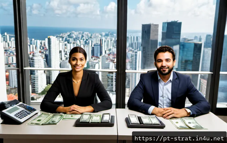 Home 17 전략경영 직무별 연봉 분석 - Photorealistic strategic management salary comparison scene in a modern São Paulo corporate office, ...
